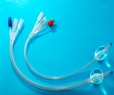 Drainage catheter / vesical / balloon / triple-lumen
