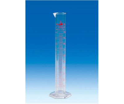 Graduated cylinders, PMP, Class A, tall form, red printed scale