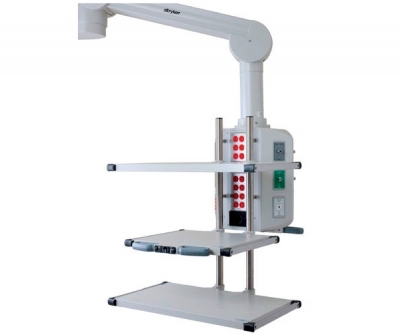 Medical supply pendant / ceiling-mounted / articulated / with column