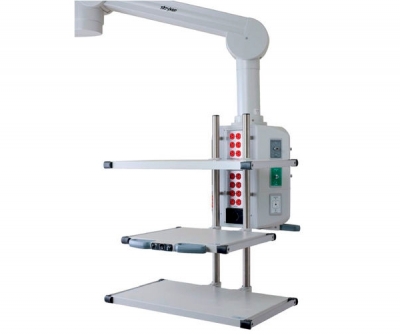 Medical supply pendant / ceiling-mounted / articulated / with column